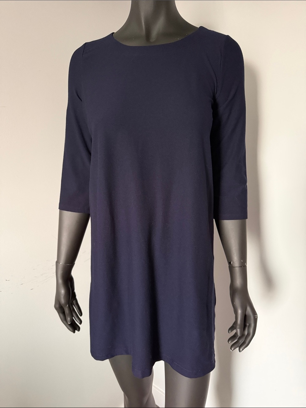 453. Eileen Fisher Stretch Jersey Tunic Dress Navy Blue XXS